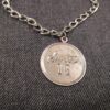 Beautiful sterling silver textured chain charm bracelet w/sweet 16 etched charm - Image 2