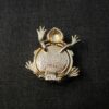 Cute gold-tone Toad or Frog solid perfume container red eyes opens like locket - Image 4