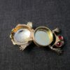 Cute gold-tone Toad or Frog solid perfume container red eyes opens like locket - Image 5