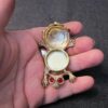 Cute gold-tone Toad or Frog solid perfume container red eyes opens like locket - Image 6