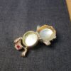 Cute gold-tone Toad or Frog solid perfume container red eyes opens like locket - Image 8