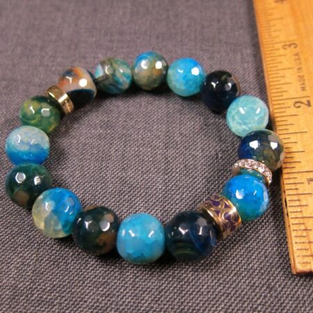 Gorgeous Coach stone beaded stretch bracelet blues browns greens