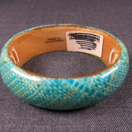 Gorgeous handmade in the Philippines basket weave under resin bangle bracelet