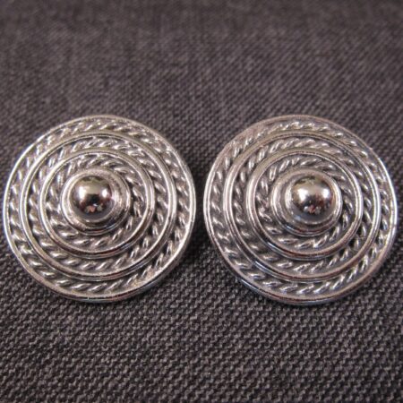 Vintage Marboux #921 clip on earrings silver tone 3D stacked circles shield MINT