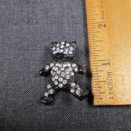 Cute black w/white rhinestones teddy bear Scotty Dog brooches 1928 vintage look