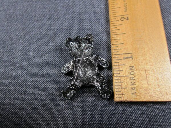 Cute black w/white rhinestones teddy bear Scotty Dog brooches 1928 vintage look - Image 3