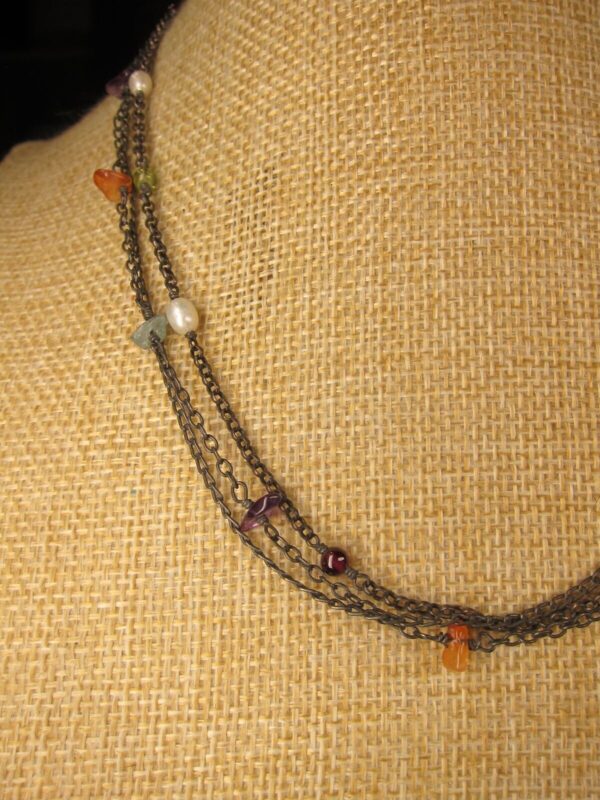 Beautiful Silpada number N1613 multi-strand sterling chain necklace w/gemstones - Image 2