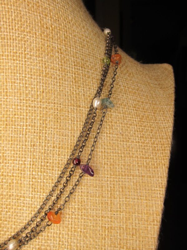 Beautiful Silpada number N1613 multi-strand sterling chain necklace w/gemstones - Image 3