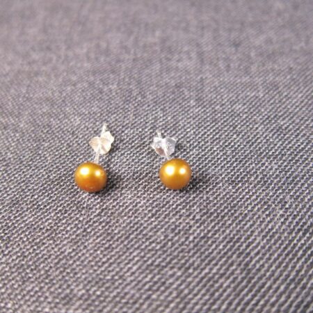 FAS 925 sterling silver golden color real pearl earrings studs