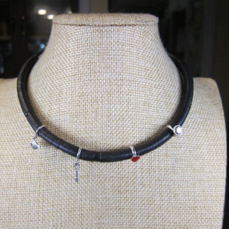 Endless Jewelry by J.Lo black wrap bracelet/necklace w/4 sterling silver charms