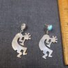 Vintage lightweight sterling dangling Kokopelli earrings with turquoise stone - Image 3