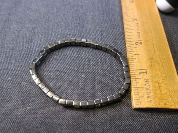 Beautiful Givenchy gunmetal blue green glass crystal stretch bracelet! - Image 2
