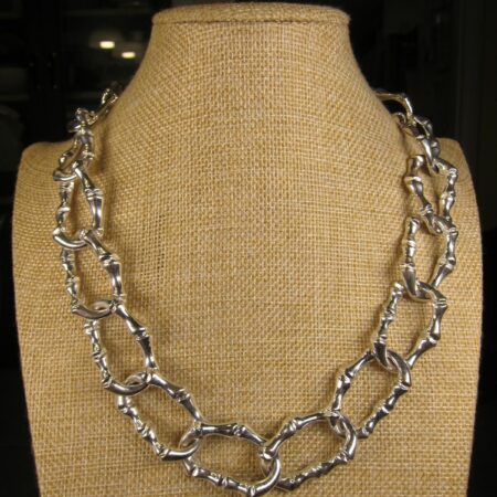 Gorgeous new condition silver-tone bamboo link chain necklace by Talbots