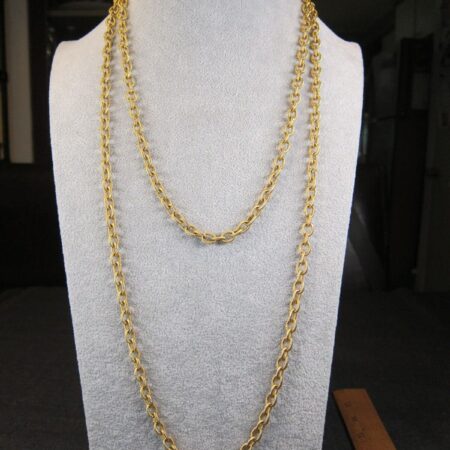 Gorgeous vintage 58" long Crown Trifari gold-tone textured link necklace