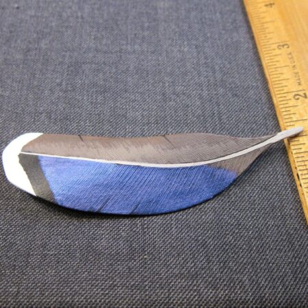 Gorgeous vintage hand-carved painted wood feather brooch signed Scherer 93