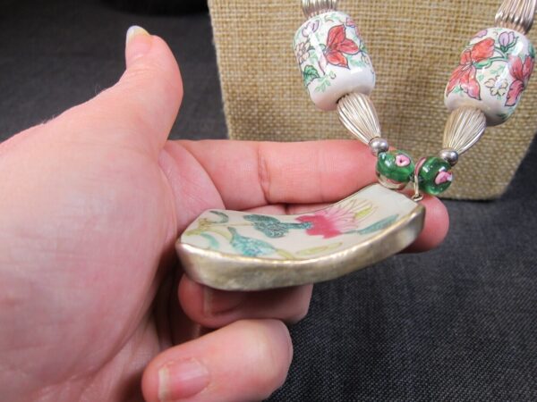 Wow! Hand-crafted ceramic, sterling silver, porcelain, glass bead 30" necklace - Image 4