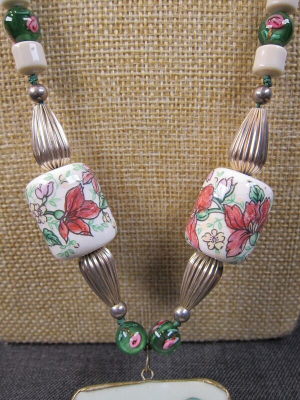 Wow! Hand-crafted ceramic, sterling silver, porcelain, glass bead 30" necklace - Image 6