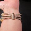 Gorgeous sterling silver & long agate bead bracelet slide clasp 6.75" max - Image 5