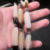 Gorgeous sterling silver & long agate bead bracelet slide clasp 6.75" max - Image 6