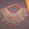 Wow! Huge wide bib collar statement necklace orange blue belly dancer bells - Image 4