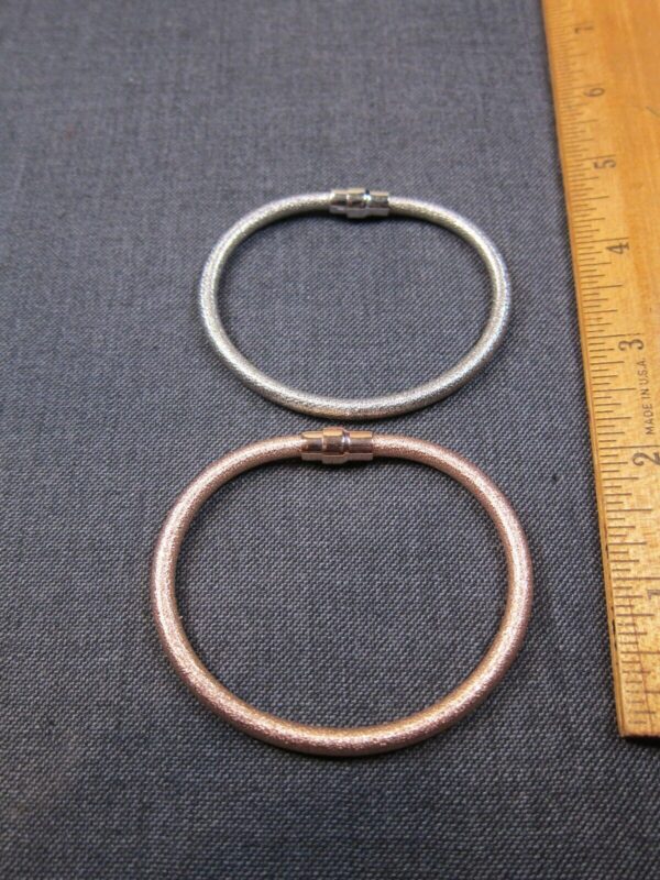 Set of 2 sterling silver textured bracelets D Arezzo Italy join to necklace! - Image 4