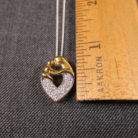 Gorgeous mother and child gold-tone over sterling silver pendant 18" 925 chain