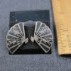 Gorgeous vintage sterling silver Thai Niello fan shaped clip-on earrings