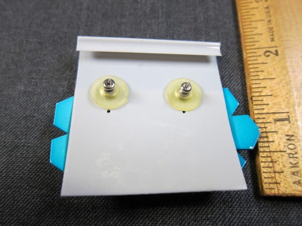 Gorgeous vintage Kim Craftsmen polka dot enamel geometric pierced earrings NEW - Image 2