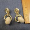 Neat vintage signed C. Stein earrings dangle chunky bead & rose - Image 2