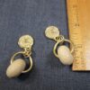 Neat vintage signed C. Stein earrings dangle chunky bead & rose - Image 3