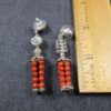Neat asymmetrical sterling silver & red/orange bead artisan dangle earrings - Image 3