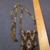 Gorgeous handmade seed bead stash pouch 34" necklace leopard print zigzag - Image 4