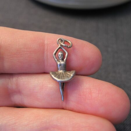 Cute vintage ballerina dancer 925 sterling silver charm or pendant signed tutu