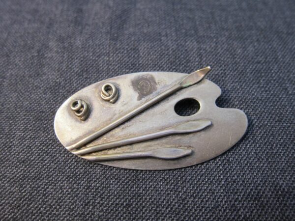 Historical sterling artist pallete pin brooch Quincy Woman's Club 1964-1967 925 - Image 3