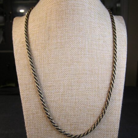 Gorgeous vintage 70's or 80's Trifari black cording & gold-tone twisted necklace