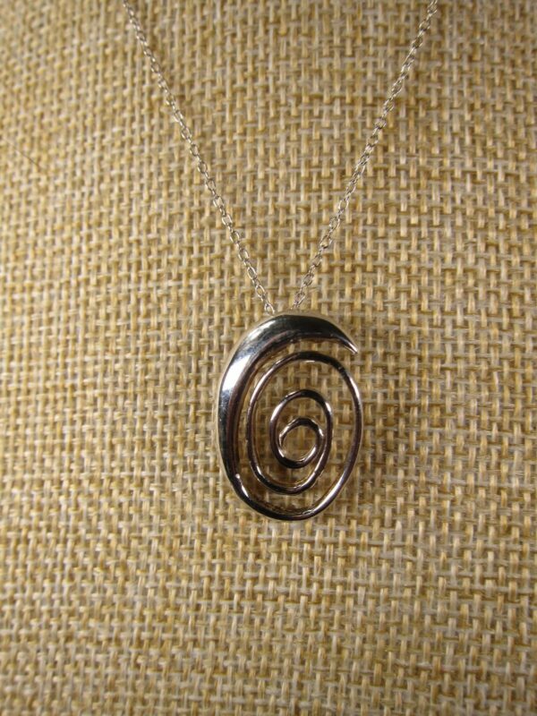 Gorgeous modern spiral design sterling silver pendant on 16" sterling necklace - Image 2