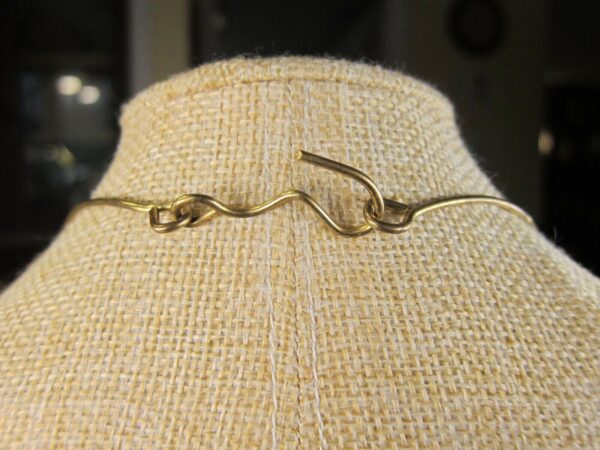 Wow! Gorgeous vintage Brutalist necklace cuff bracelet set brass red - Image 3