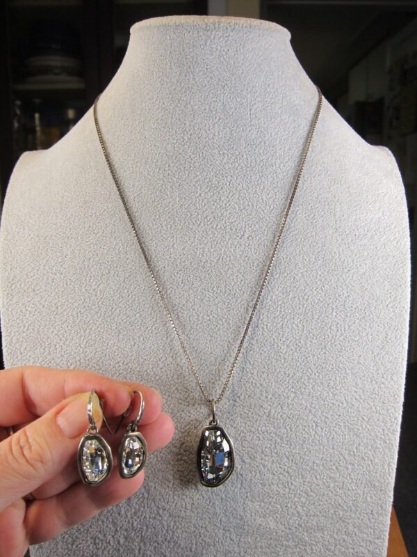 Gorgeous Chapin & Hollister modernist sterling silver glass earring necklace set - Image 2