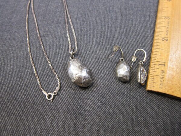 Gorgeous Chapin & Hollister modernist sterling silver glass earring necklace set - Image 5