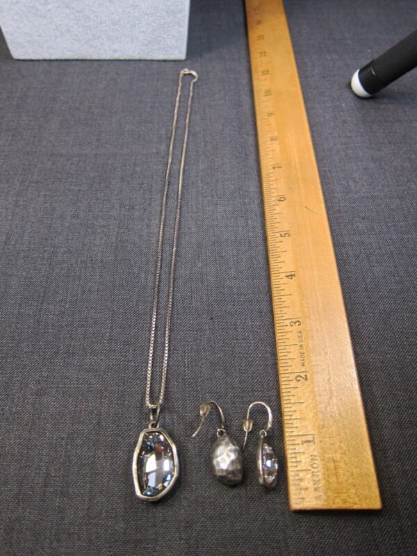 Gorgeous Chapin & Hollister modernist sterling silver glass earring necklace set - Image 6