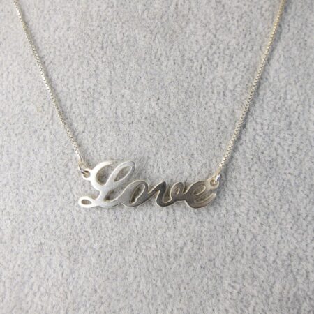 Gorgeous dainty 19" sterling silver chain necklace with LOVE word pendant
