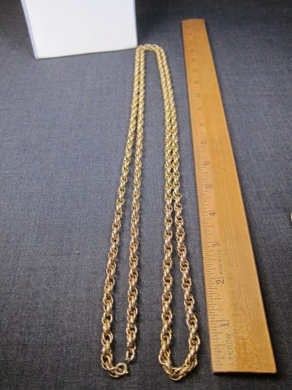 Spectacular vintage 12K GF Napier 60" textured link gold filled chain necklace - Image 6