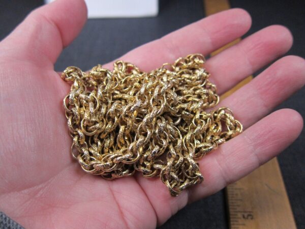 Spectacular vintage 12K GF Napier 60" textured link gold filled chain necklace - Image 9
