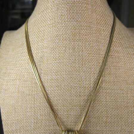 Beautiful vintage Napier signed necklace multi-chain rings silver gold tone 18"