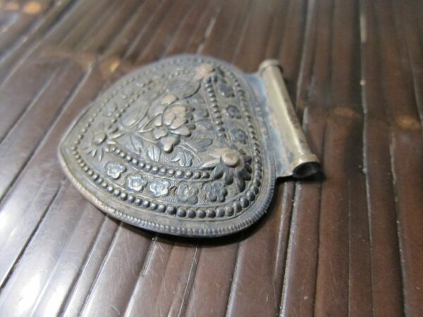 Antique Modesty Plate Caping embossed sterling silver slide pendant 1800's RARE - Image 4