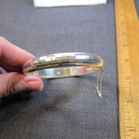 Beautiful shiny sterling silver hinged bangle hollow 925 safety chain