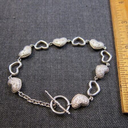 Nice sterling silver linked openwork hearts bracelet OTC 925 Thailand