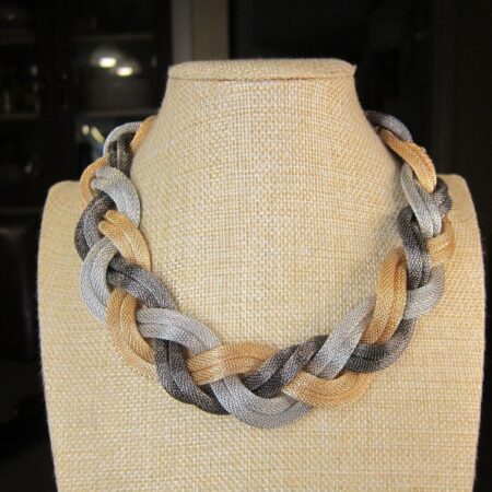 Gorgeous mixed metals large chunky braided mesh necklace 16-18"