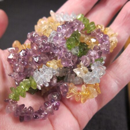 Gorgeous single strand necklace gemstone chips peridot citrine topaz amethyst