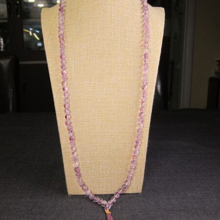 Gorgeous single strand necklace light purple amethyst round beads 34" 2.78oz